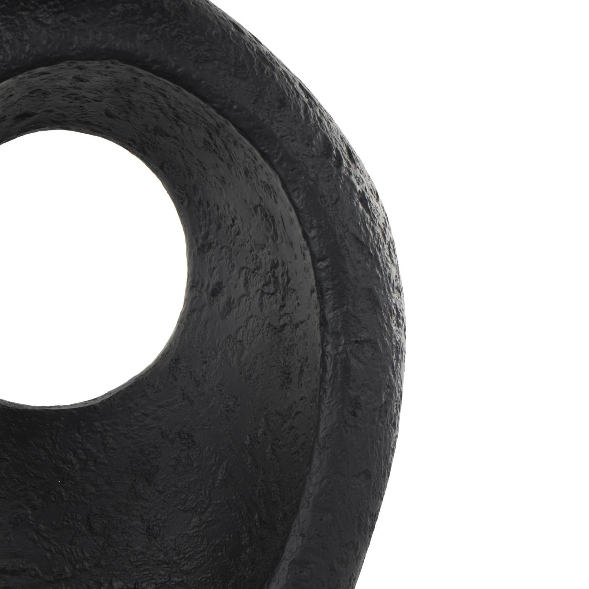 18" Black Abstract Cutout Polystone Teardrop Sculpture with Block Base